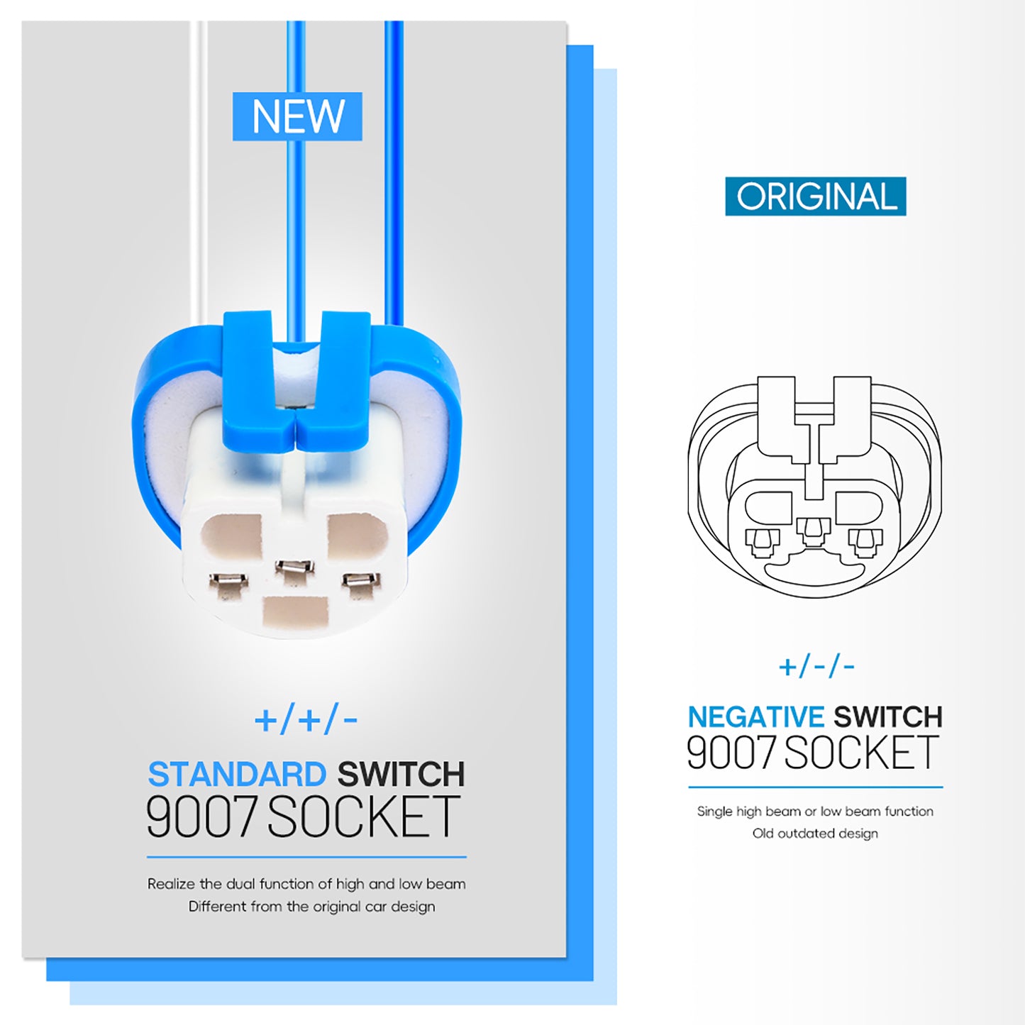 9007 HB5 Headlight Relay Wiring Harness For Ford Explorer, Dodge Ram, etc.