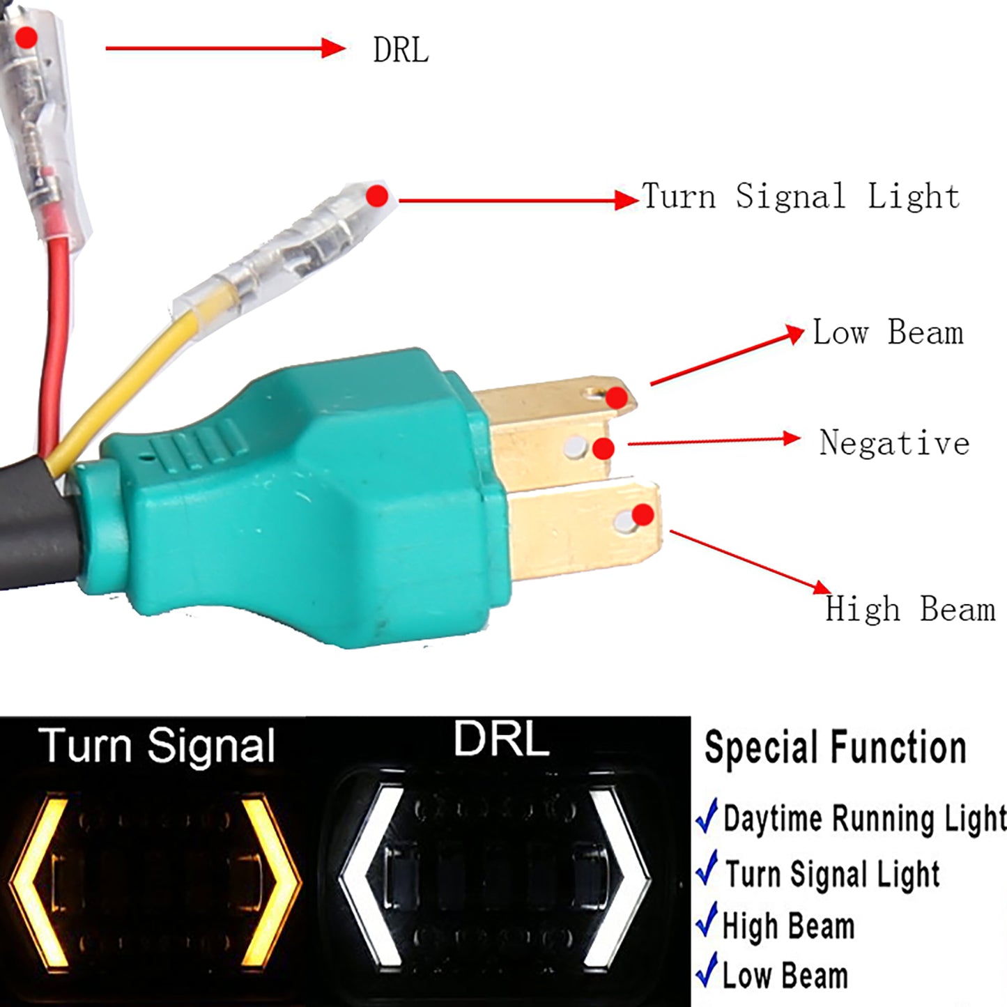 7X6 Switchback LED-Scheinwerfer mit quadratischem DRL-Blinker