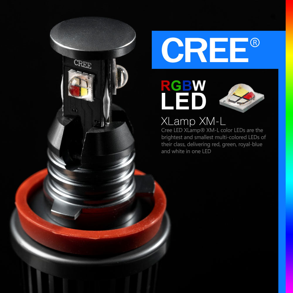 RGB H8 LED Angel Eye Halo Ring Marker Bulbs For BMW E82, E90, E91, etc. - NS Auto Lighting