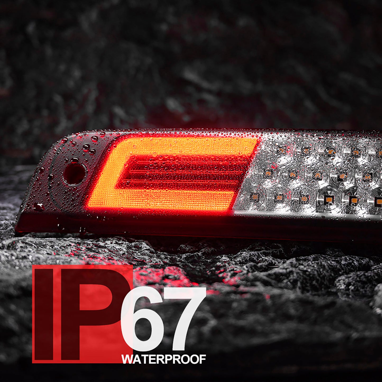 Red Lens Double C-Shaped LED Third Brake Light For 2019-2023 RAM 1500 - NS Auto Lighting