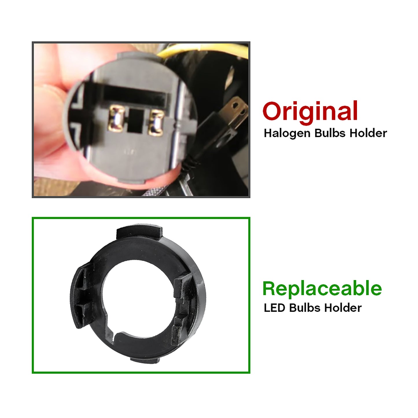 H7 LED HID Headlight Bulb Retainers For Kia Soul, Hyundai Sonata, etc. - NS Auto Lighting