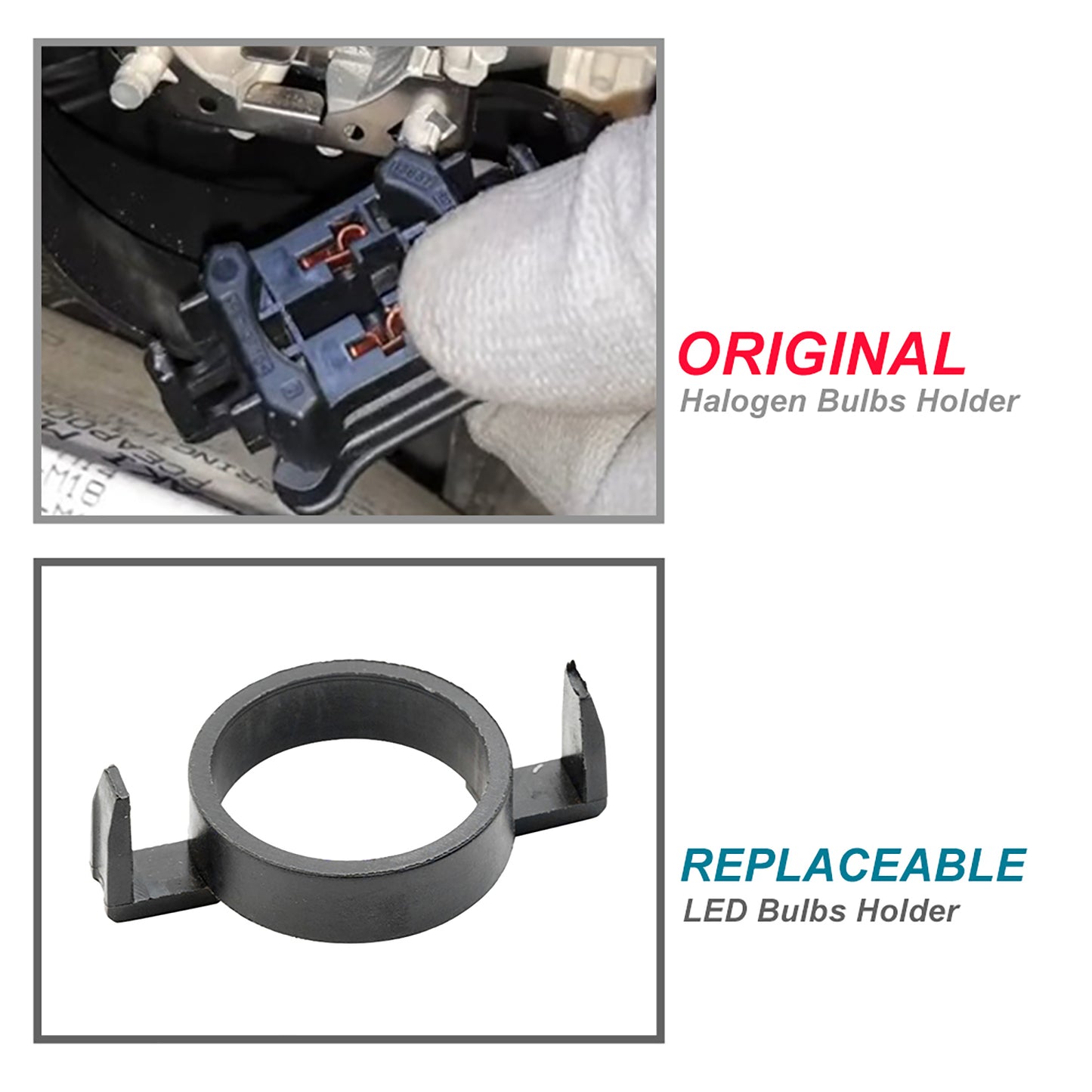 H7 LED Headlight Bulb Retainers For Peugeot 208, Citroen C3, etc. - NS Auto Lighting