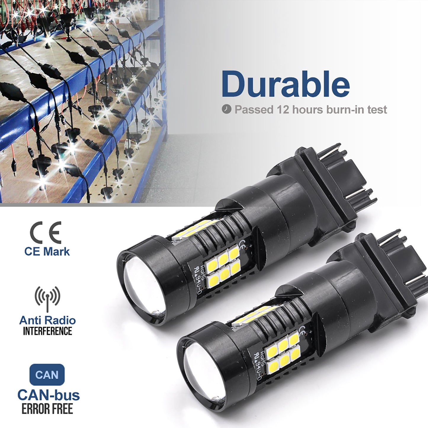 3157 T25 LED Daytime Running Light Bulb for 2003-2009 Hummer H2 3156 3056 3057 Super Bright DRL Bulb with Projector 7000K Xenon White