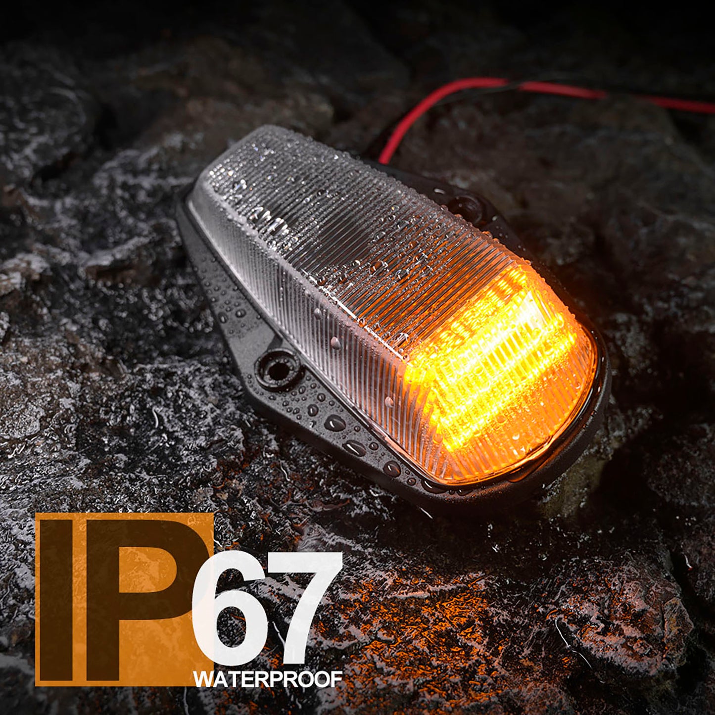 Clear Lens Amber LED Cab Roof Lights For 1984-1996 Ford F-Series - NS Auto Lighting