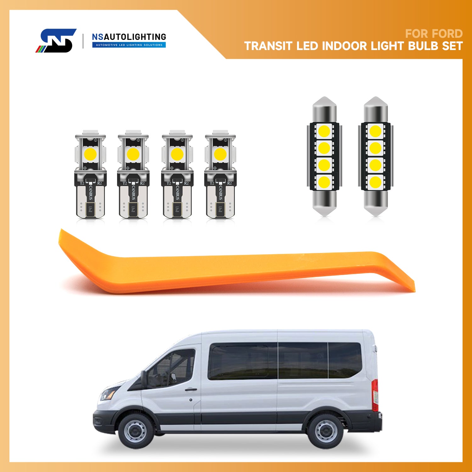 Kit d'éclairage intérieur à LED pour fourgonnette de tourisme Ford Transit Wagon 2015-2024