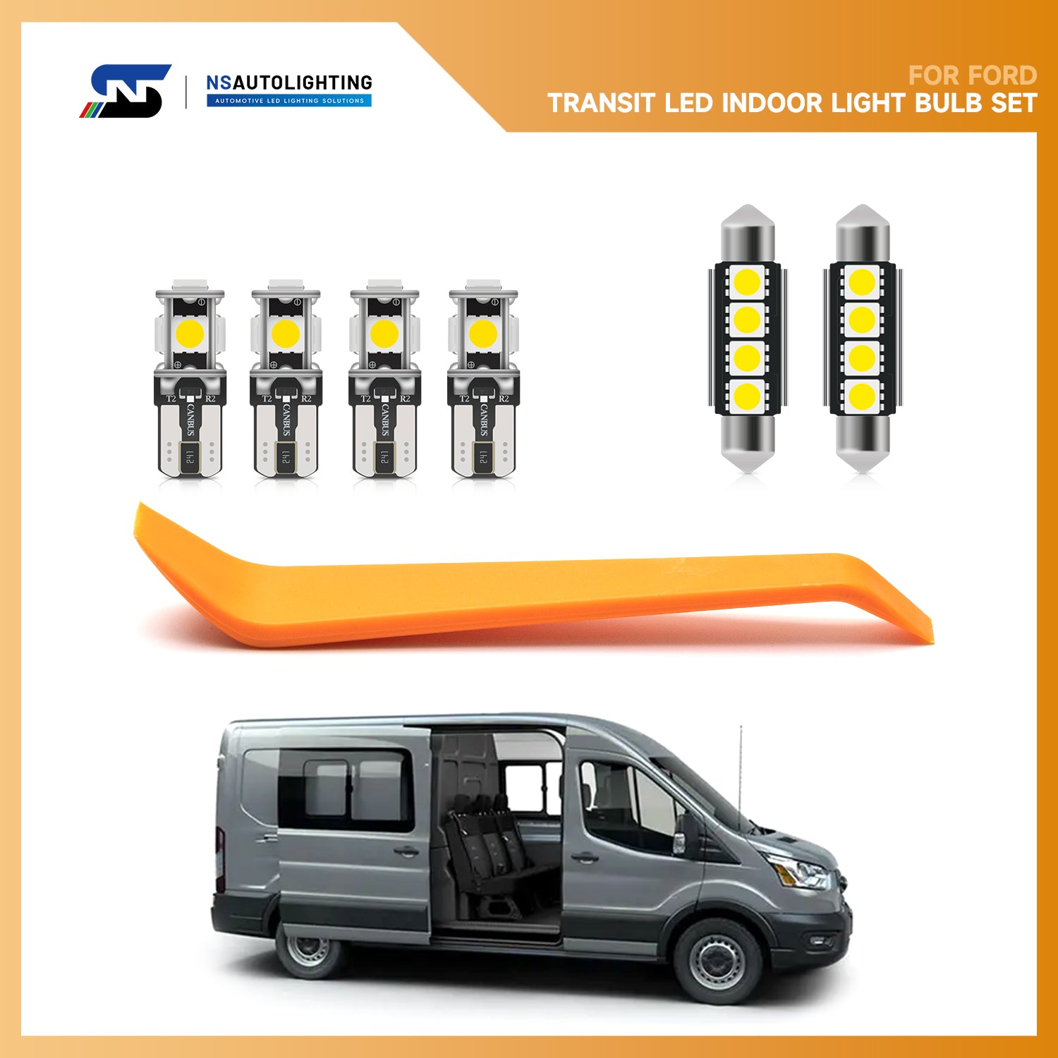 Kit d'éclairage intérieur à LED pour fourgonnette Ford Transit Crew 2015-2024