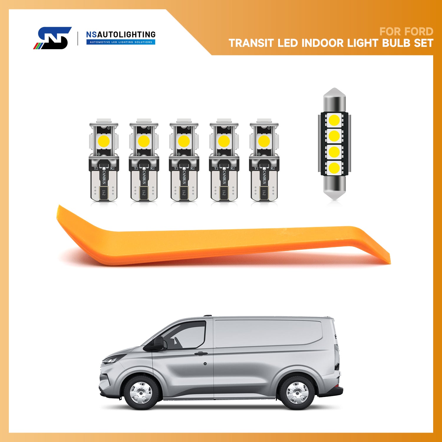 Kit d'éclairage intérieur à LED pour fourgonnette Ford Transit Custom 2012-2023