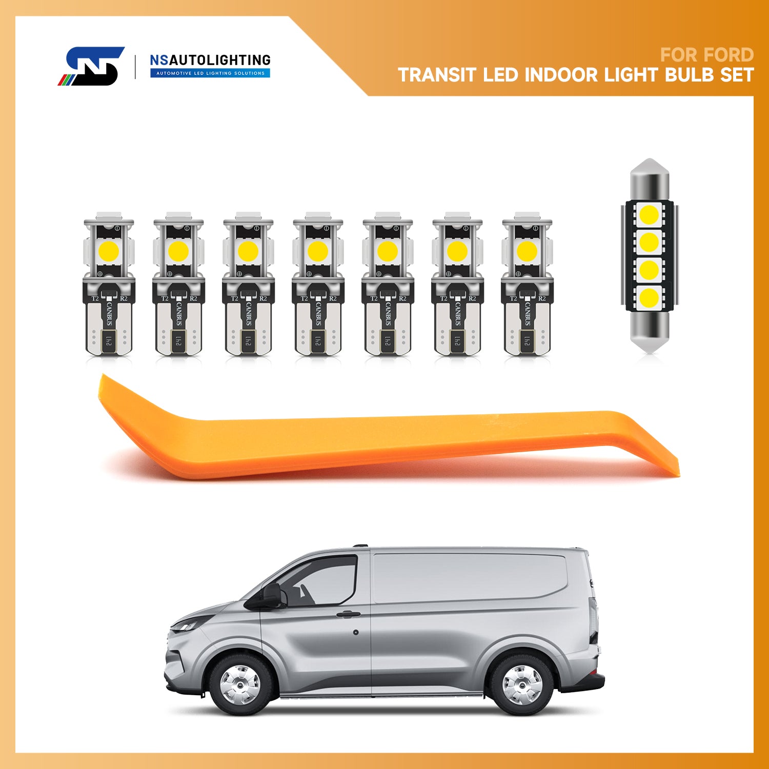 Kit d'éclairage intérieur à LED pour fourgonnette Ford Transit Custom 2012-2023