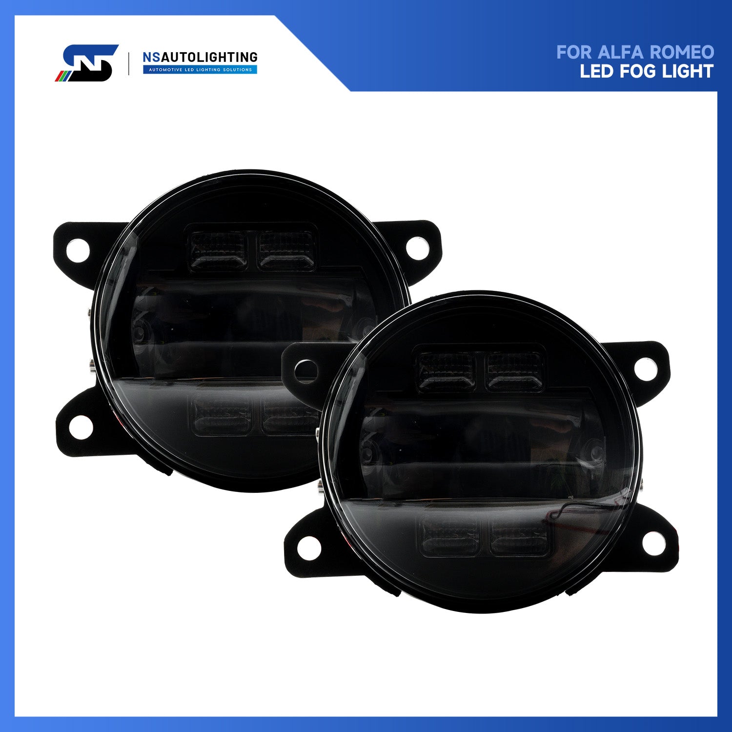 Smoked Lens Switchback LED Front Bumper Fog Light Assembly For Alfa Romeo, etc. - NS Auto Lighting