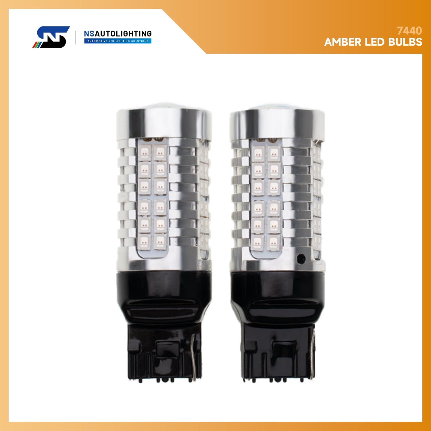 2PCS 7440 T20 WY21W Chrome Silver Invisible LED Amber Turn Signal Brake Light Bulbs