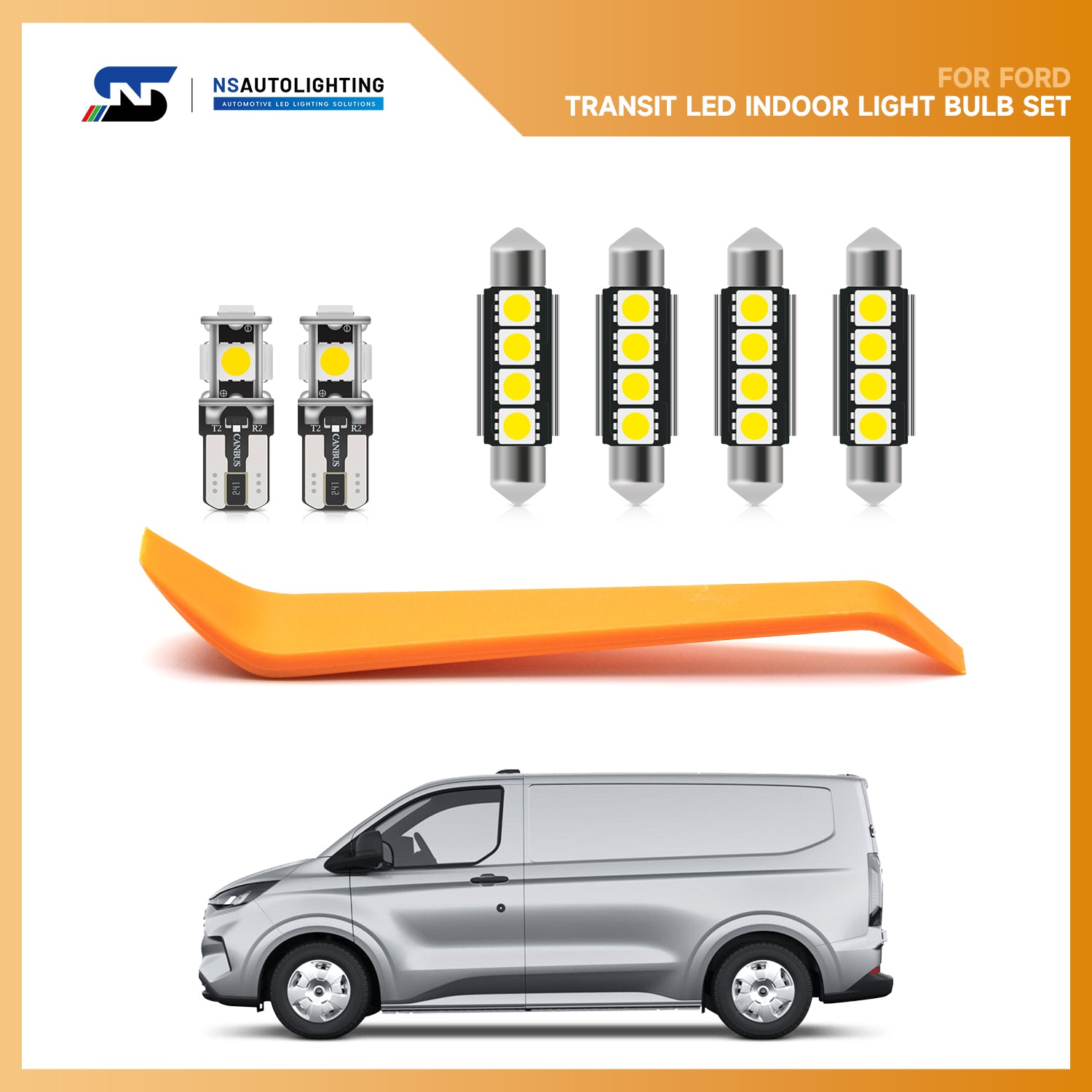 Kit d'éclairage intérieur à LED pour fourgonnette Ford Transit Custom 2012-2023