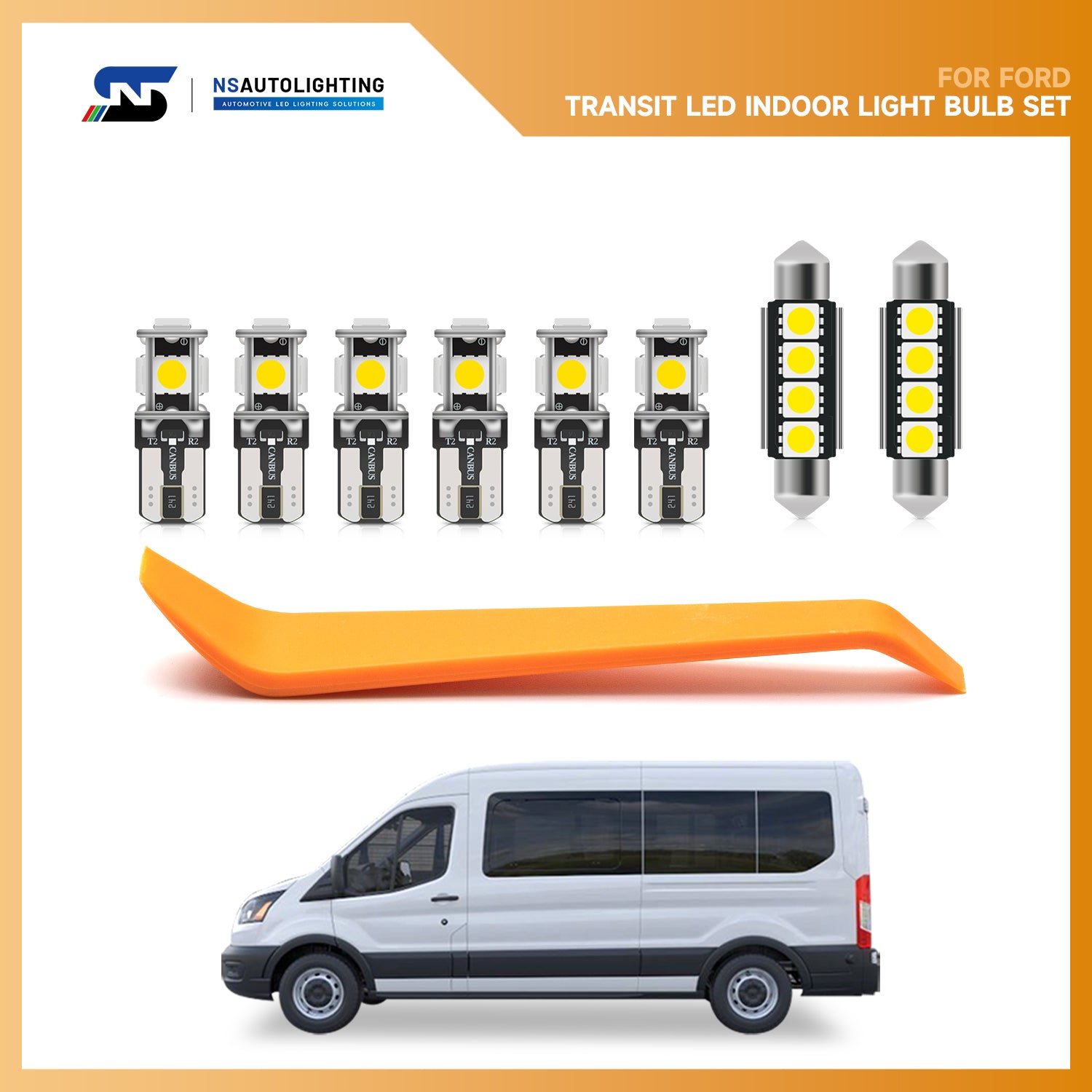 Kit d'éclairage intérieur à LED pour fourgonnette de tourisme Ford Transit Wagon 2015-2024
