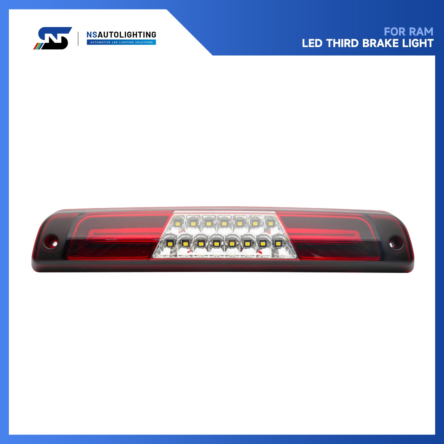 Red Lens Double C-Shaped LED Third Brake Light For 1994-2002 Dodge Ram - NS Auto Lighting