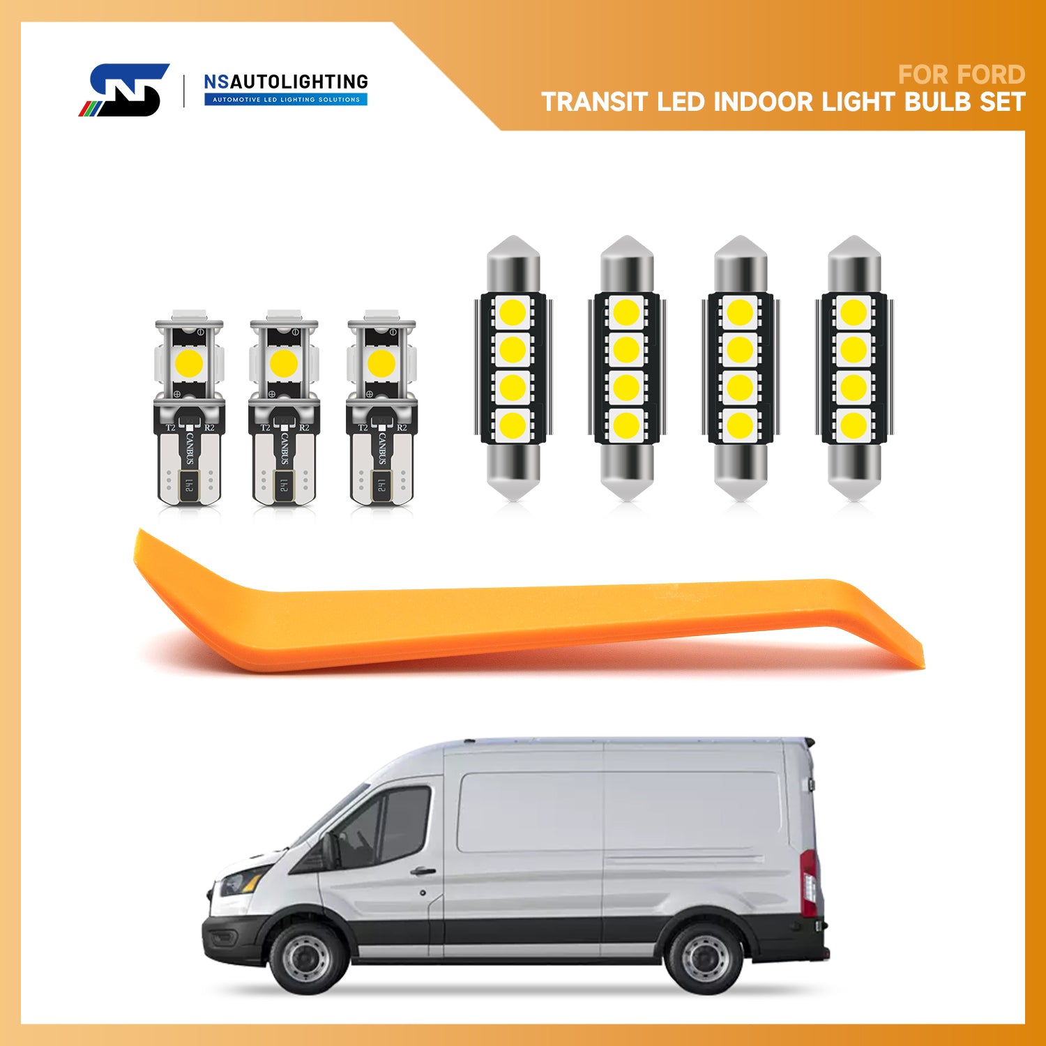 Kit d'éclairage intérieur à LED pour fourgonnette Ford Transit 2015-2024