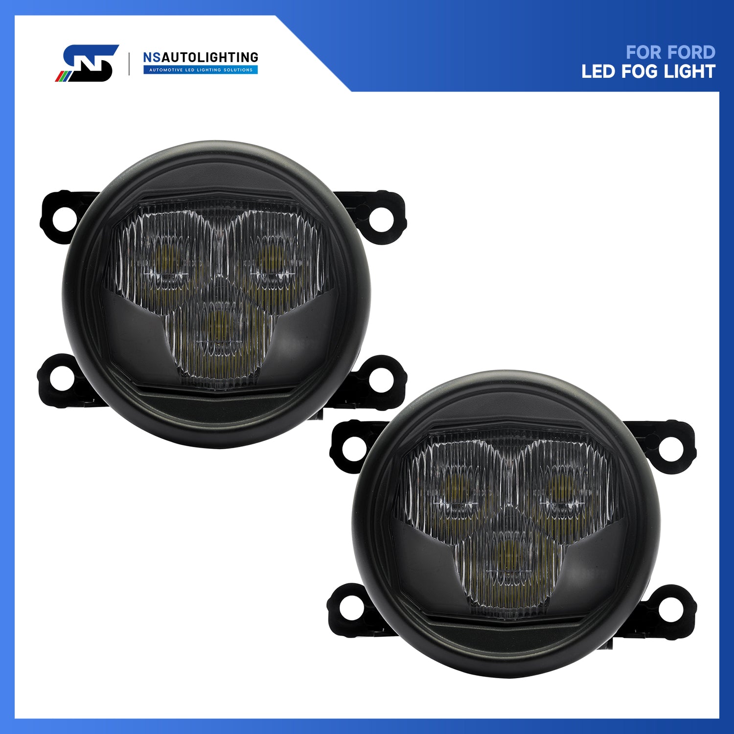 White LED Front Bumper Driving Beam Fog Light Assembly For Ford - NS Auto Lighting