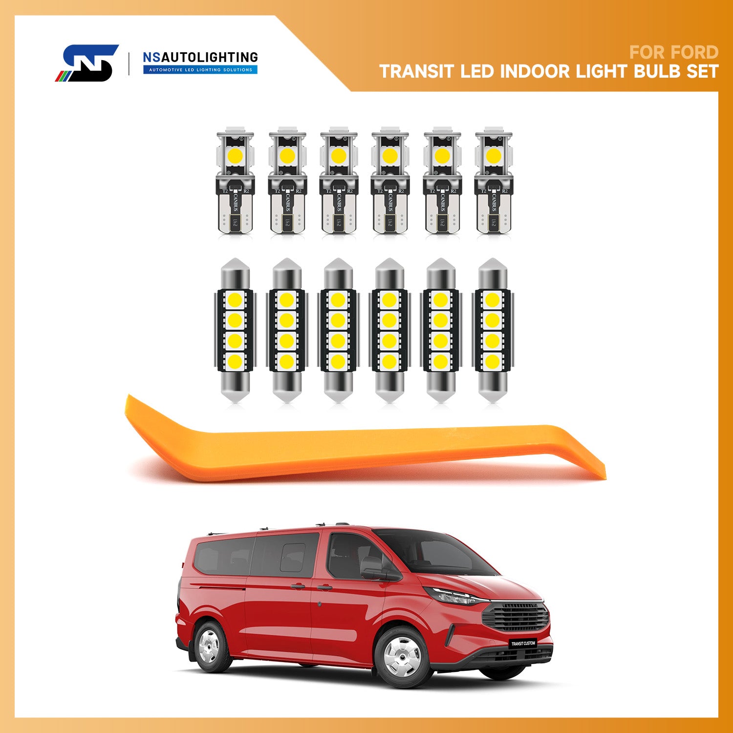 LED-Innenbeleuchtungssatz für Ford Transit Custom Kombi/Bus 2012-2023