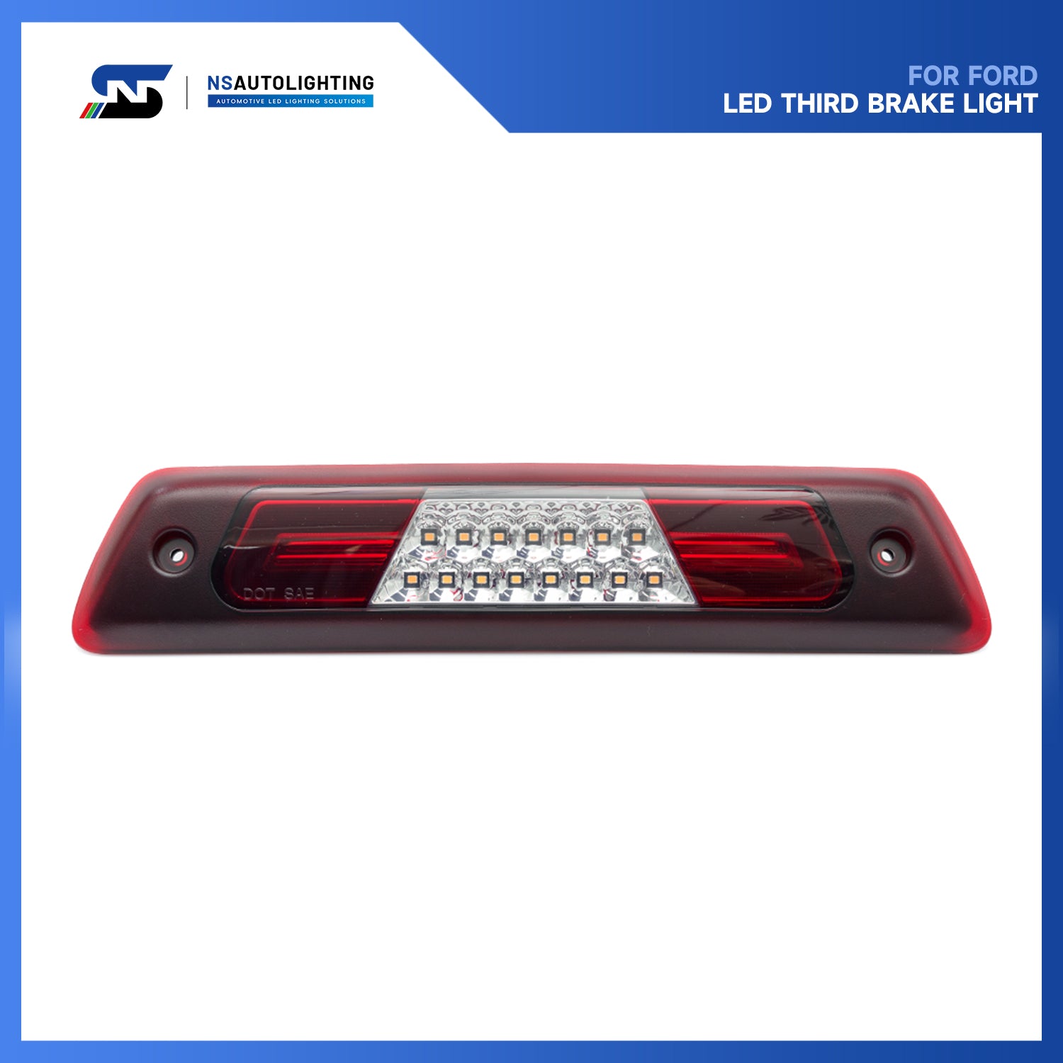 Red Lens Double C-Shaped LED Third Brake Light For 2009-2014 Ford F-150 - NS Auto Lighting
