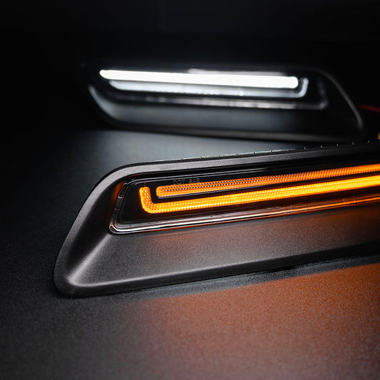 Clear Lens Dynamic Switchback LED Hood Scoop Bezel Daytime Running Lights For 2010-2022 Ram 1500 - NS Auto Lighting