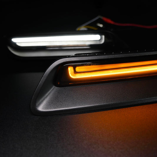 Smoked Lens Dynamic Switchback LED Hood Scoop Bezel Daytime Running Lights For 2010-2022 Ram 1500 - NS Auto Lighting