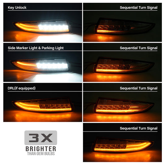 Clear Lens Switchback Dynamic LED Front Turn Signal & Side Marker Lights For 1993-2002 Chevrolet Camaro - NS Auto Lighting