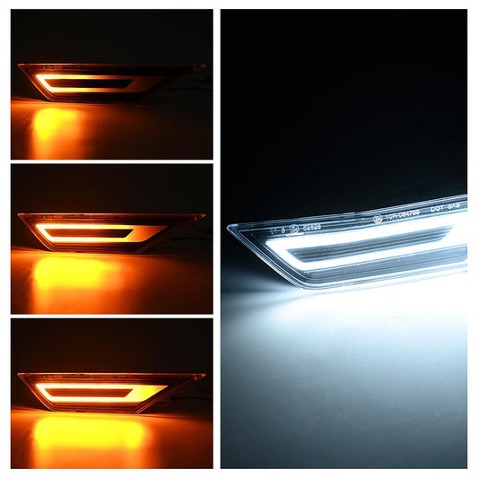 GT RS Style Clear Lens Switchback Dynamic LED Side Marker Lights For 2016-2021 10th Gen Honda Civic - NS Auto Lighting