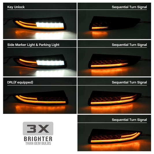 Smoked Lens Switchback Dynamic LED Front Turn Signal & Side Marker Lights For 1993-2002 Chevrolet Camaro - NS Auto Lighting