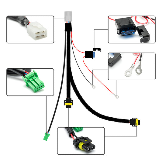 H10 H12 Fog Light Wiring Harness Kit For Toyota Tundra, Toyota Tacoma, etc.