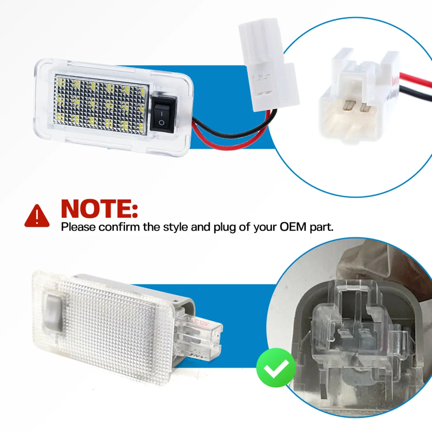 Xenon White LED Inteior Trunk Cargo Area Light w/ Switch for 2010-2019 Lexus RX450h, etc.