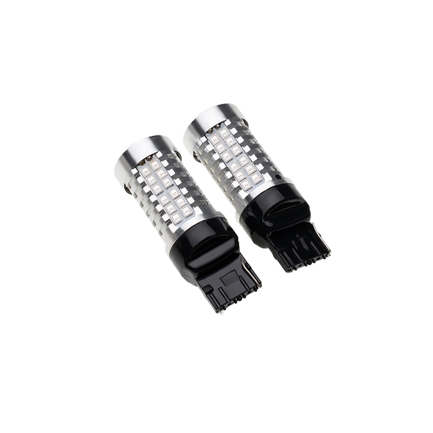 2PCS 7440 T20 WY21W Chrome Silver Invisible LED Amber Turn Signal Brake Light Bulbs