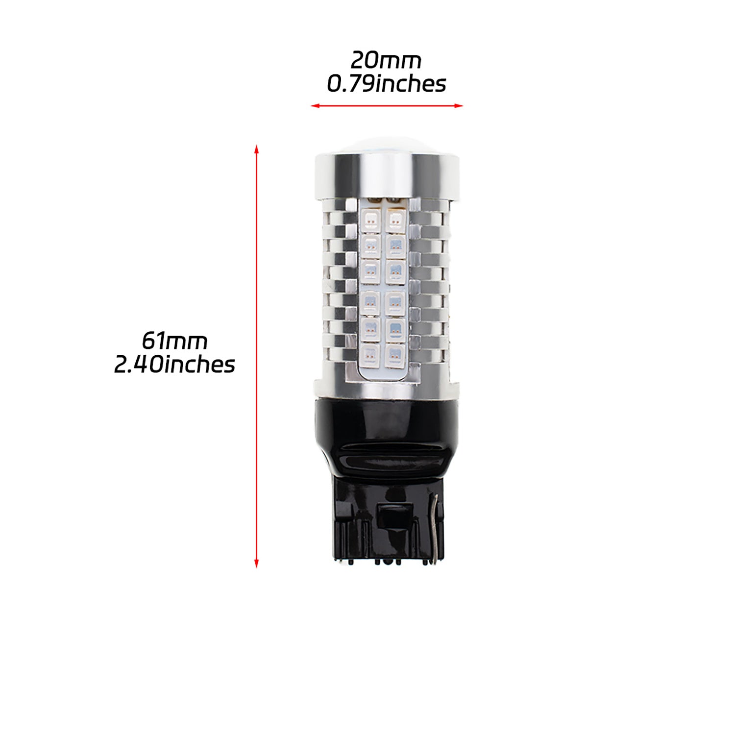 2PCS 7440 T20 WY21W Chrome Silver Invisible LED Amber Turn Signal Brake Light Bulbs