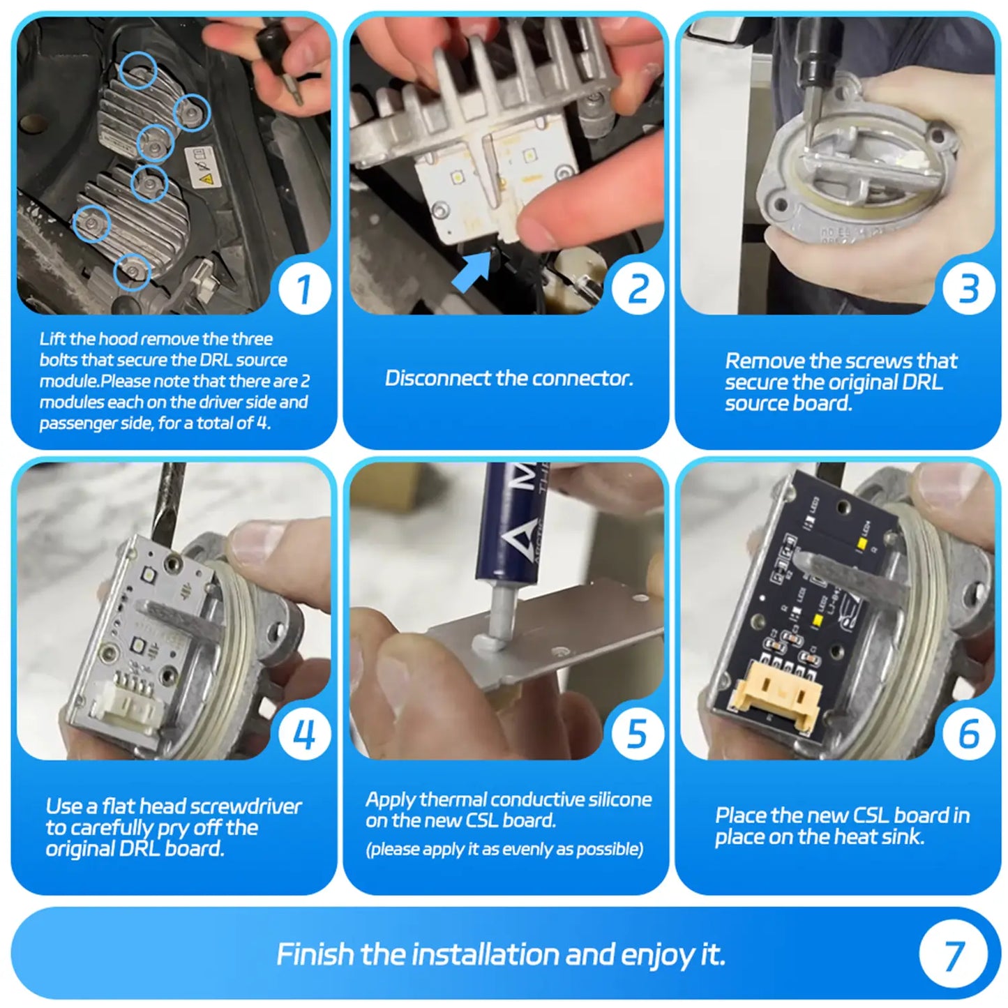 CSL-Style Yellow Xenon Headlight DRL Module Set for BMW F22 F23 F87 Pre-LCI