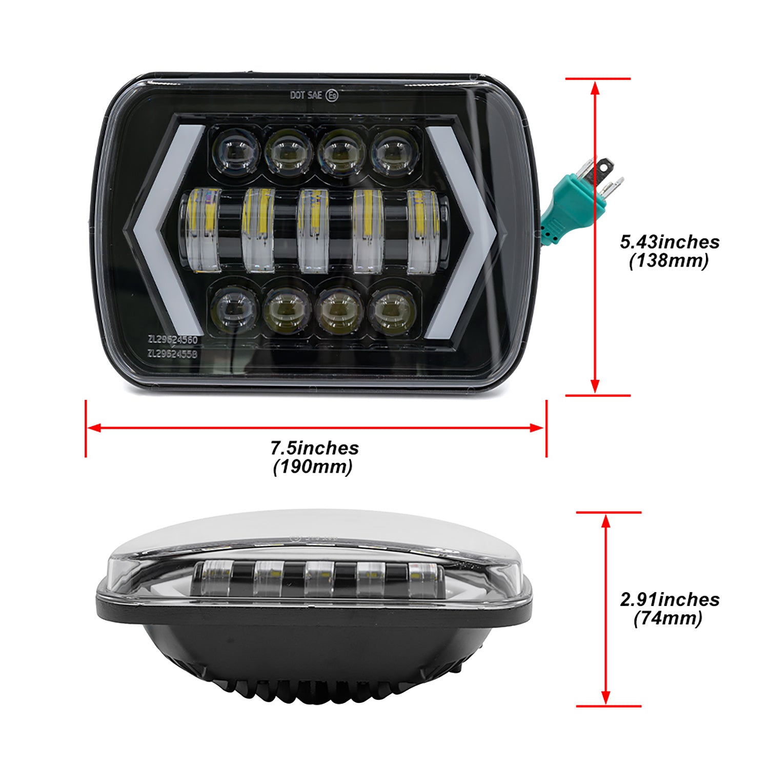 7X6 Switchback LED-Scheinwerfer mit quadratischem DRL-Blinker