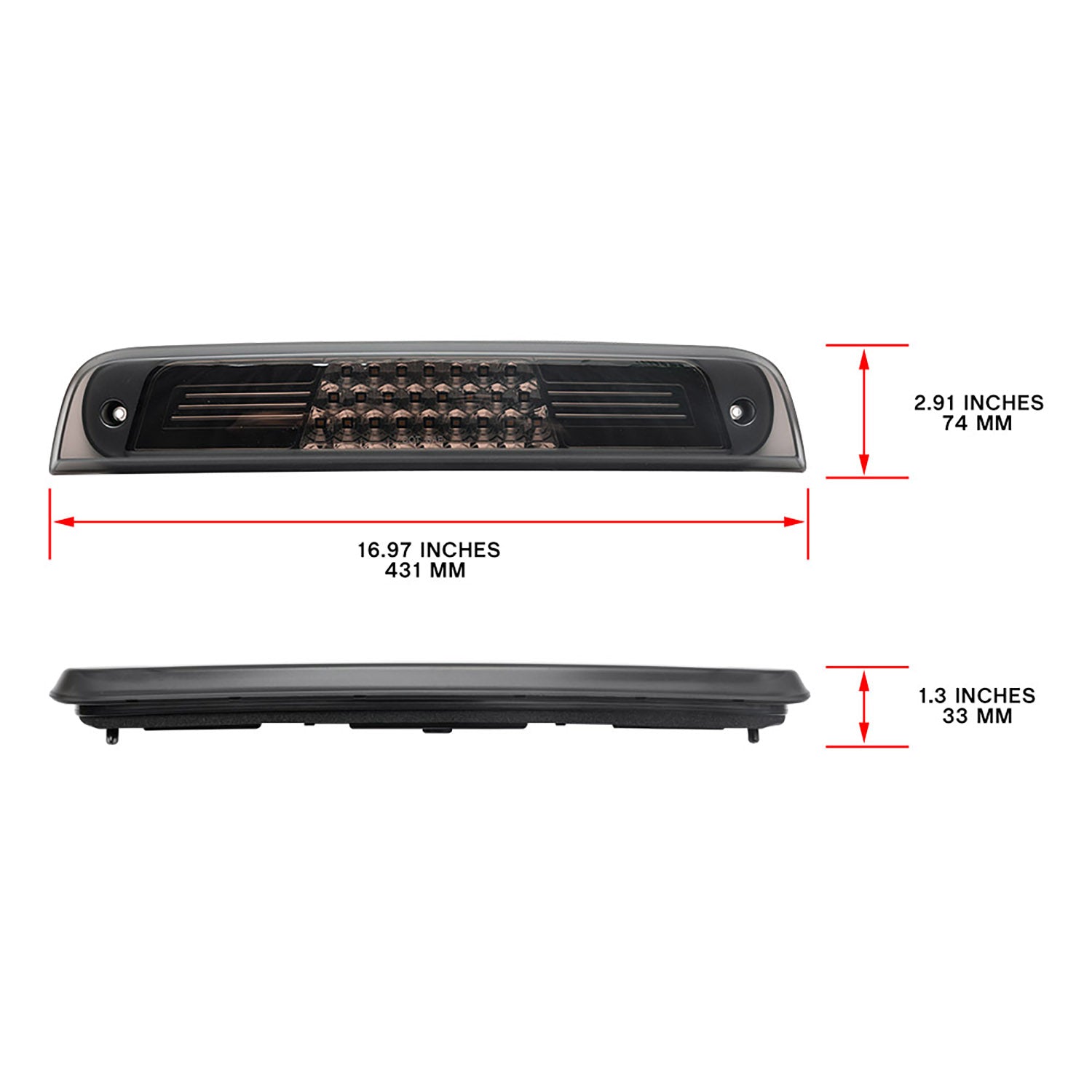 Smoked Lens Double C-Shaped LED Third Brake Light For 2019-2023 RAM 1500 - NS Auto Lighting
