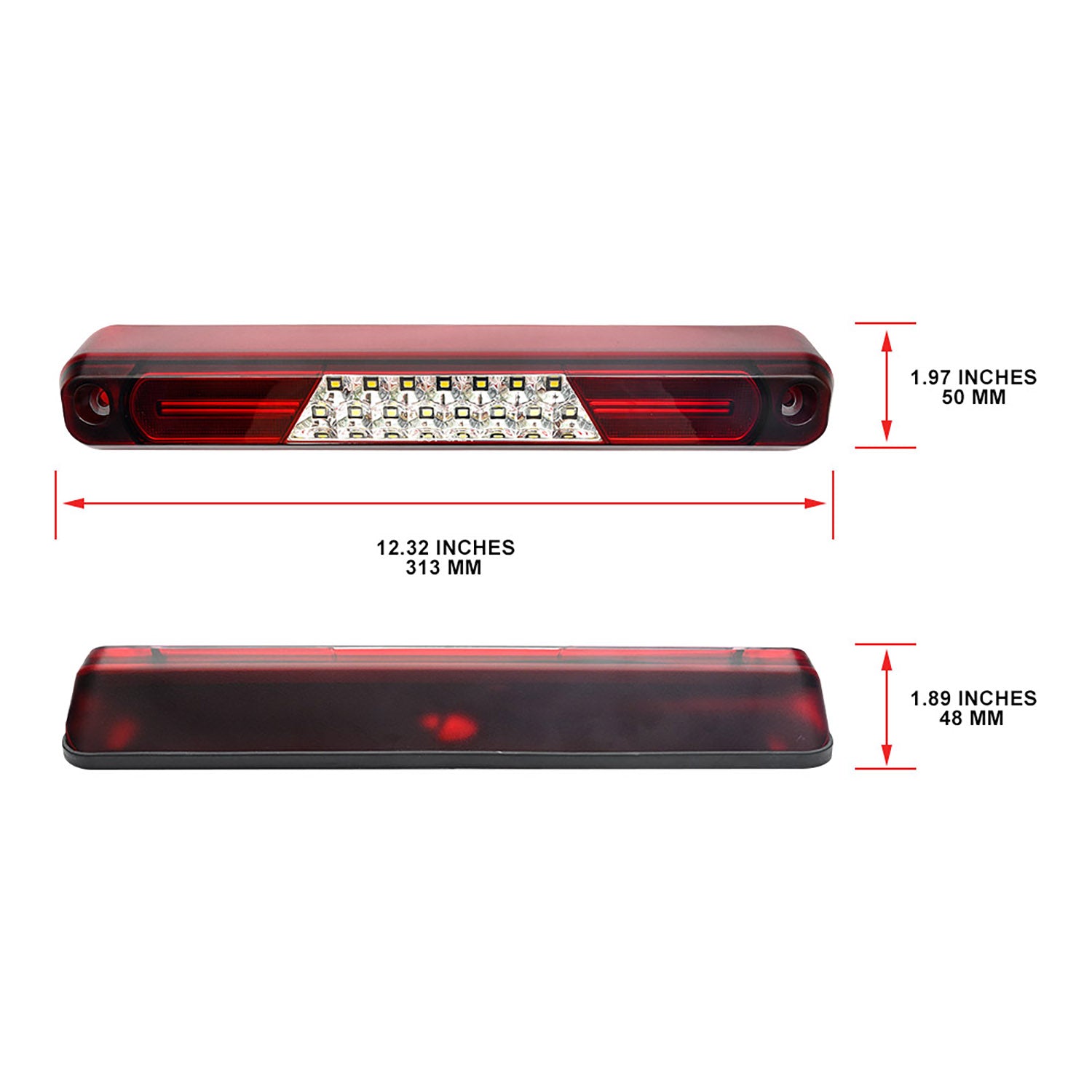 Red Lens Double C-Shaped LED Third Brake Light For 1994-2000 Chevrolet GMC Sierra C/K Series - NS Auto Lighting