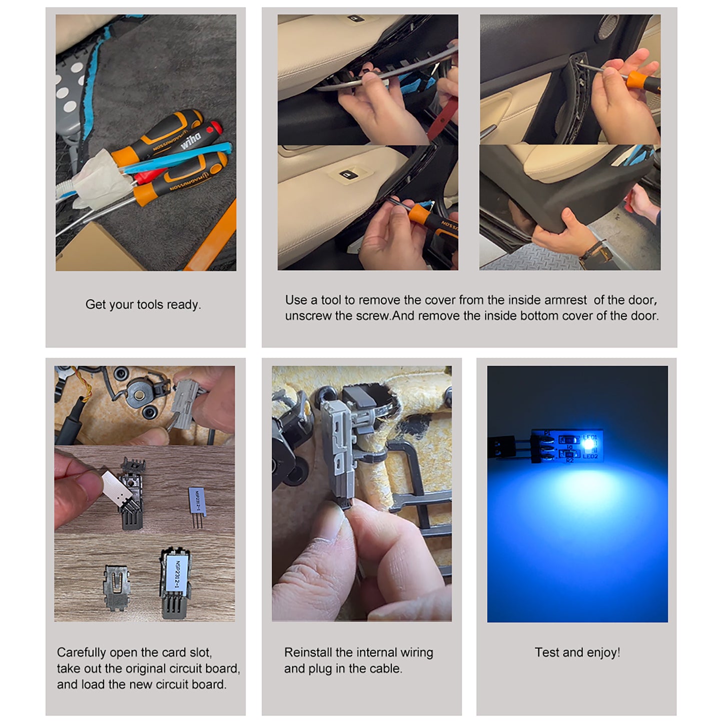 Module d'éclairage ambiant intérieur à LED, 7 pièces, circuit imprimé de remplacement pour BMW Série 3 F30 F31 F34 pré-LCI