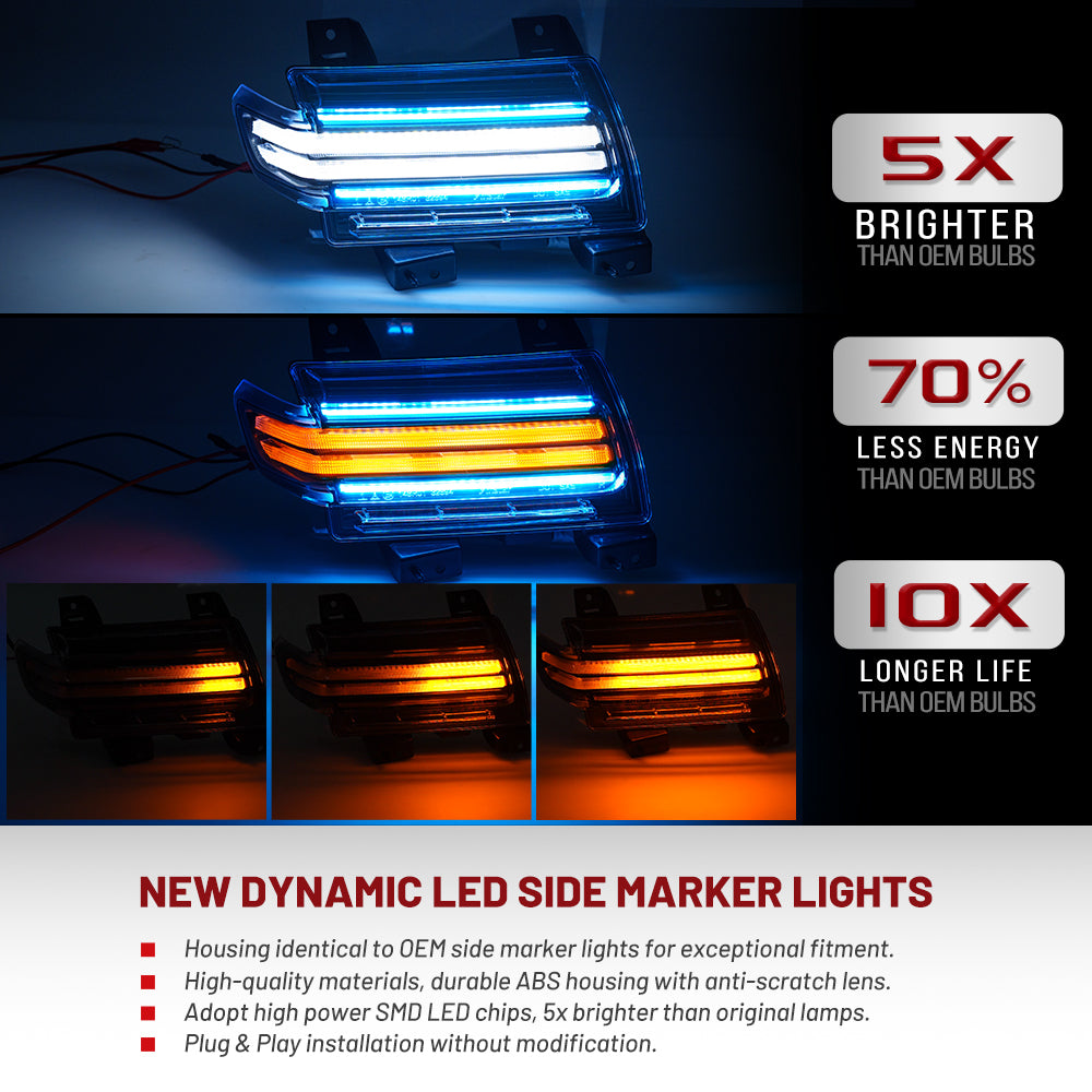 Smoked Lens 3-in-1 LED Turn Signal Light For 2018-2026 Jeep Wrangler JL Sport/S