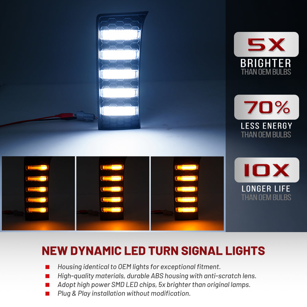Dynamische Switchback-LED-Frontblinker mit getönten Gläsern für Hummer H3 usw. 2006–2010.