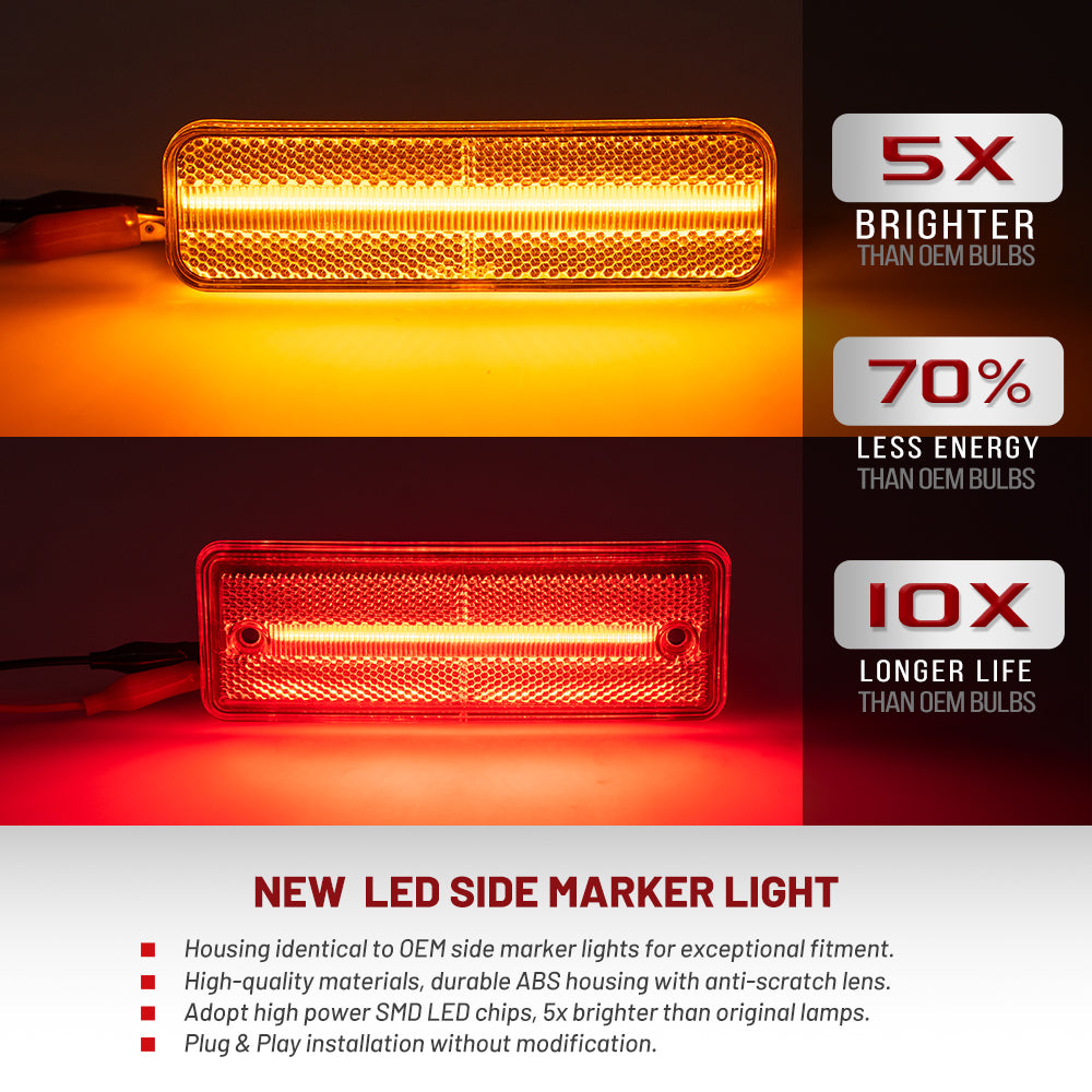 Klare Linse LED Rückseitenmarkierungsleuchten für 1988-1996 Chevrolet Corvette C4