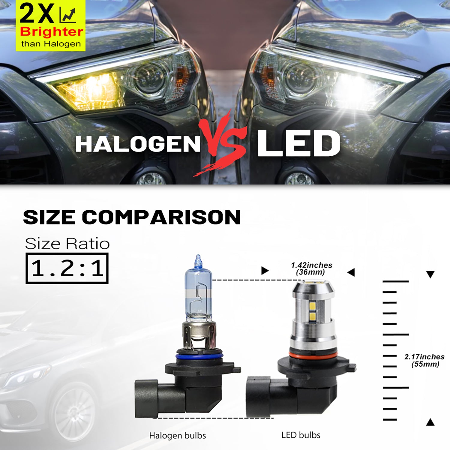 9005 HB3 Daytime Running DRL Light for Lexus IS ES LS RX GS LX470 Super Bright 6500K Xenon White with Projector for DRL Light 6V-12V