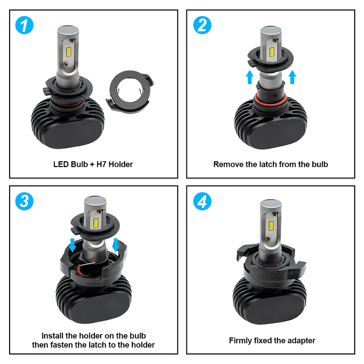 H7 LED HID Headlight Bulb Retainers For VW Passat B6, Renault Megane IV, etc. - NS Auto Lighting