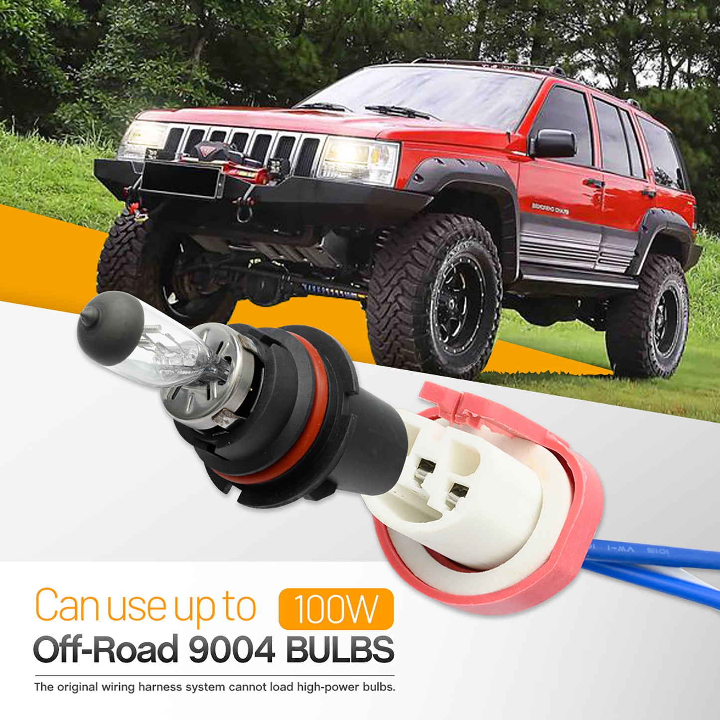 9004 HB1 Headlight Relay Wiring Harness For Toyota Pickup, Ford F-150, etc.