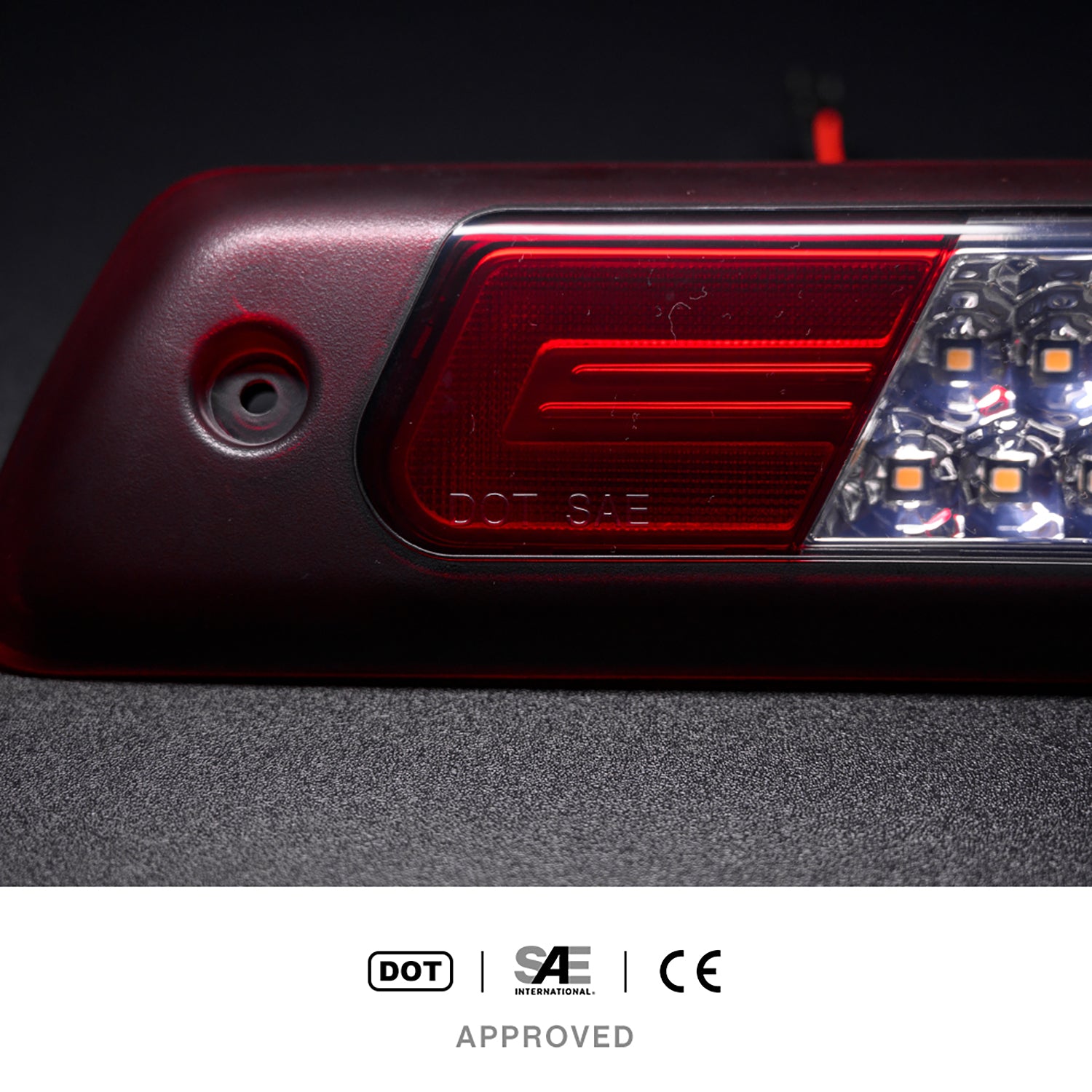 Red Lens Double C-Shaped LED Third Brake Light For 2009-2014 Ford F-150 - NS Auto Lighting