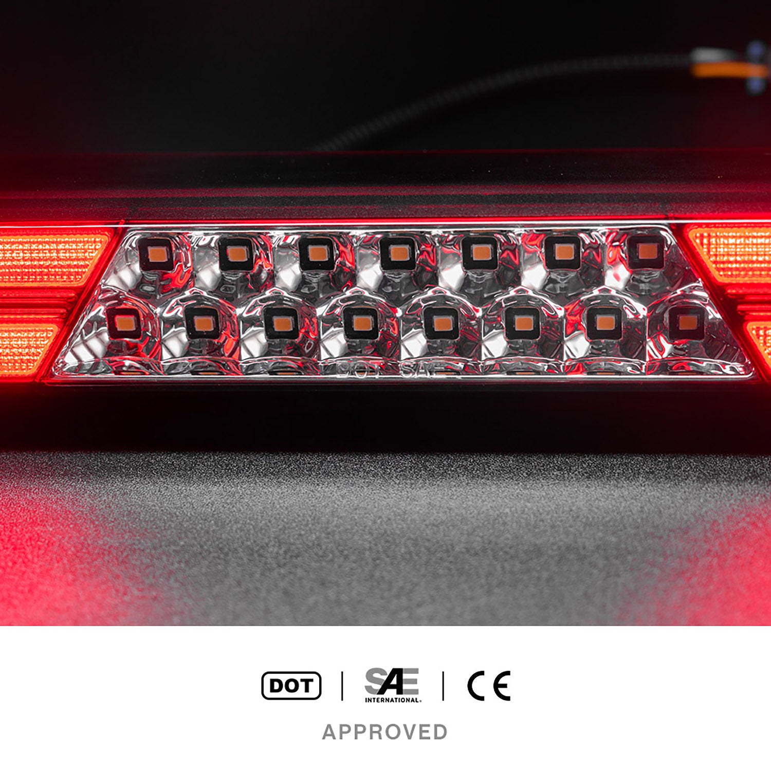 Red Lens Double C-Shaped LED Third Brake Light For 1994-2000 Chevrolet GMC Sierra C/K Series - NS Auto Lighting