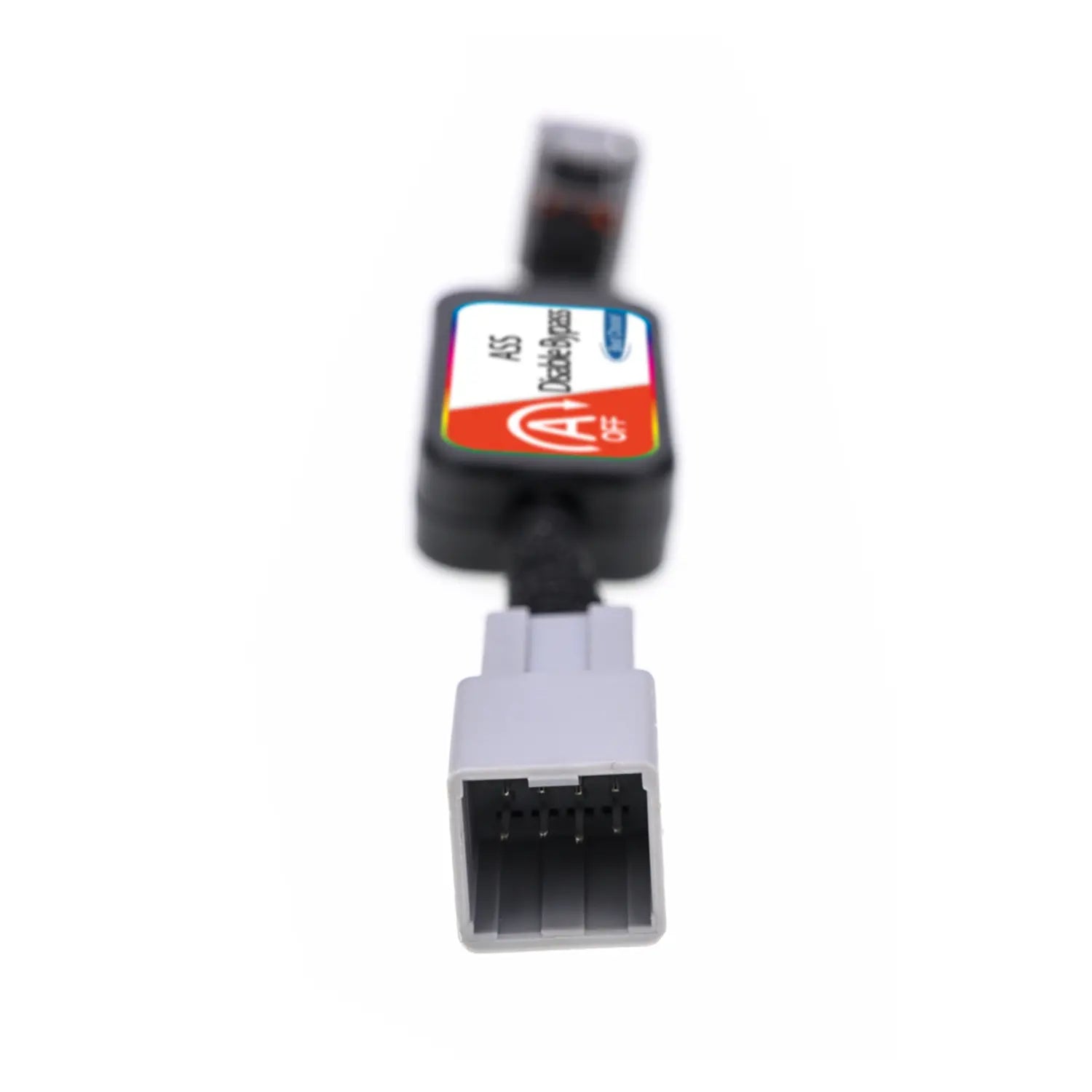 A black cable with two connectors, labeled