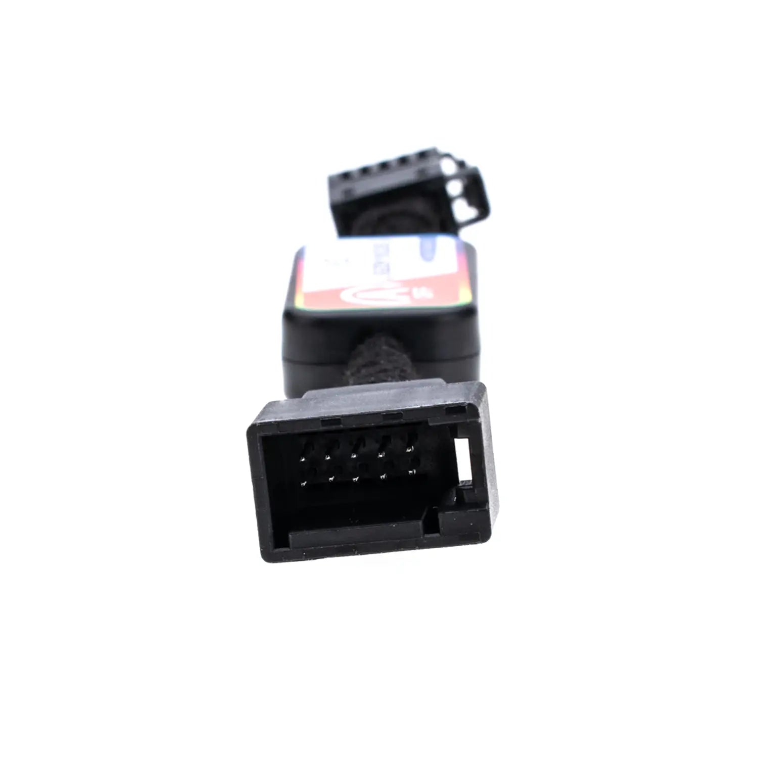 An ASS Disable Bypass cable with colorful labeled tag attached, featuring two distinct connectors at each end. One end of the disabler is a 10-pin male connector.