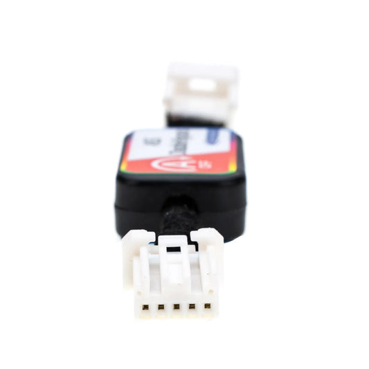 A black ASS Disable Bypass device, white connectors, "A OFF" and "First Choice" labels, for vehicle use. There is a white 5-pin female connector on one end.