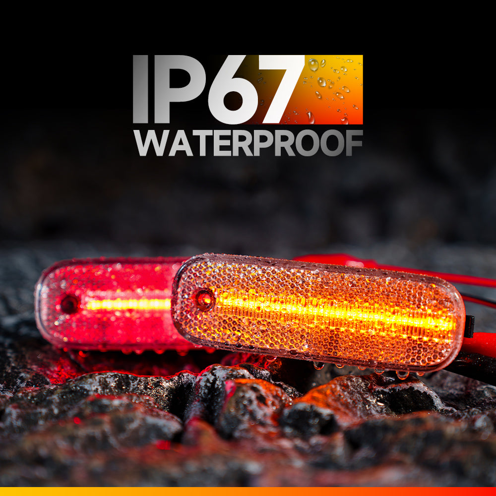 LED-Seitenmarkierungsleuchten mit getönter Linse und bernsteinfarbenem Glas für Dodge Ram usw. von 1972–1993.