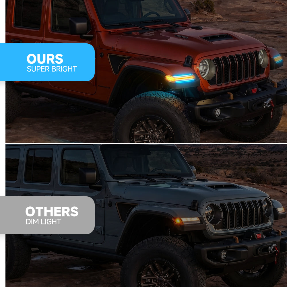 Clear Lens 3-in-1 LED Turn Signal Light For 2018-2026 Jeep Wrangler JL Sport/S
