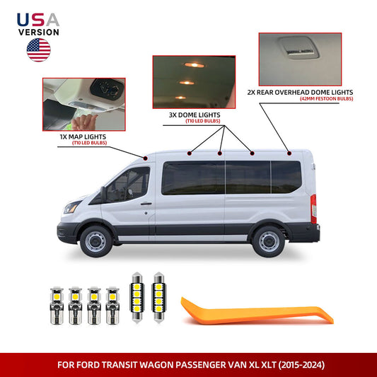 LED Interior Light Kit For 2015-2024 Ford Transit Wagon Passenger Van