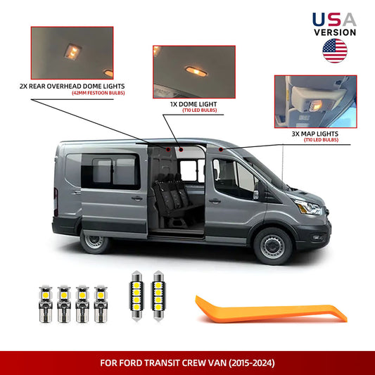 LED Interior Light Kit For 2015-2024 Ford Transit Crew Van